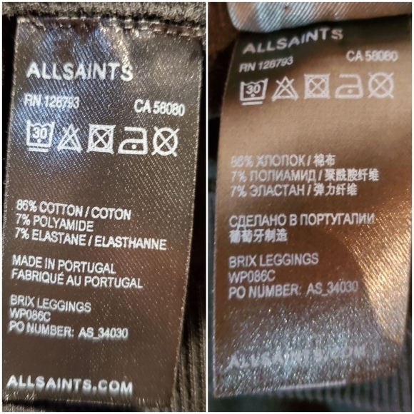 All Saints Brix Leggings, Black, Cotton, Size S. - Picture 5 of 8